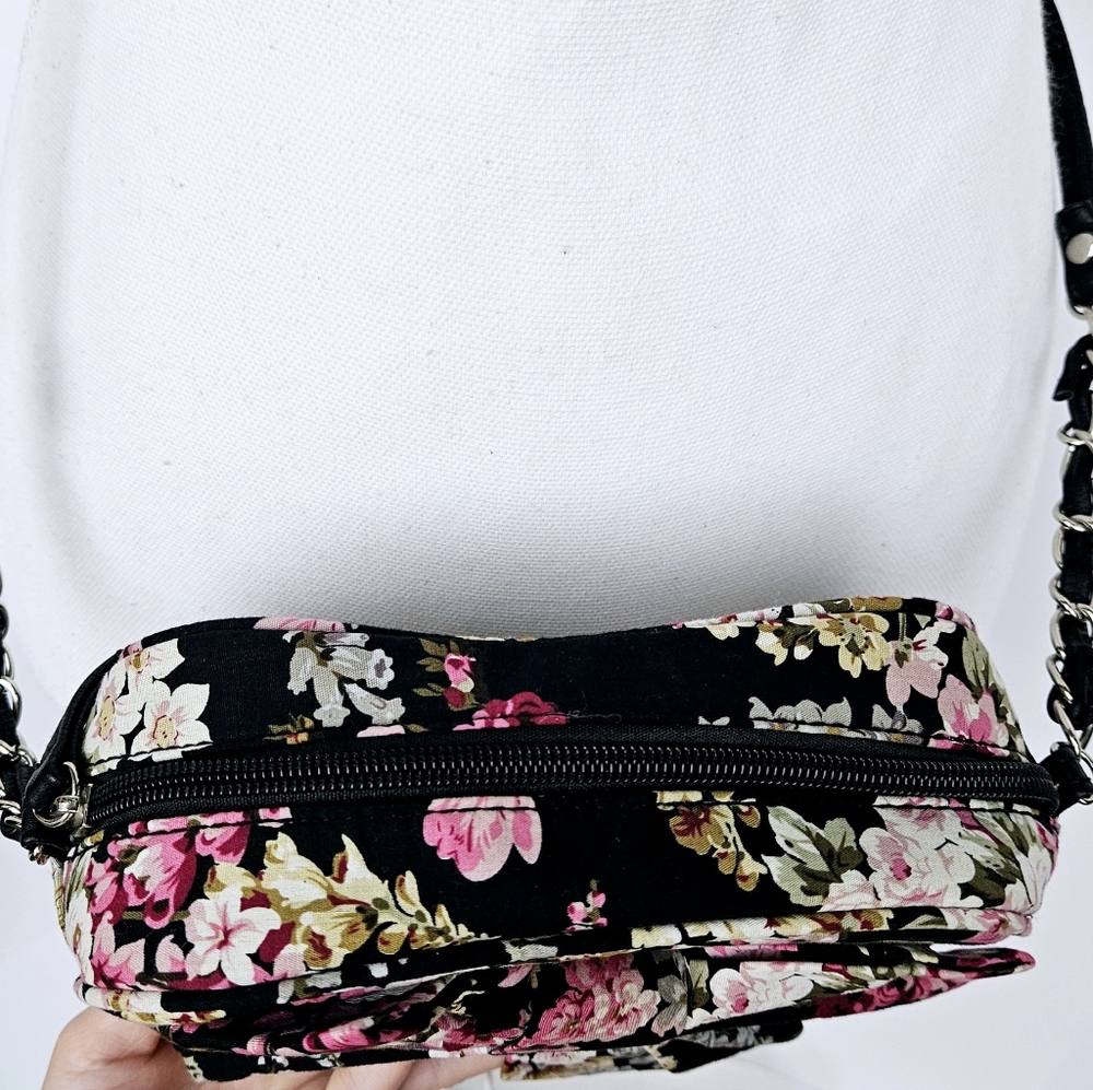 Vintage 90's Womens Candie's Black Floral Crossbody Bag Purse With Bow NWOT - Picture 5 of 13